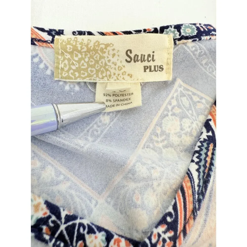 Sauci Womens Chevron Print Short Sleeve Tie Back Casual Midi Dress Plus 1X - Picture 4 of 6